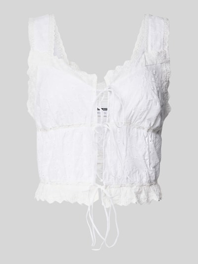 Noisy May Korte top met vetersluiting Wit - 2