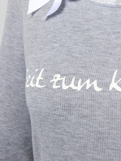 LOUIS & LOUISA Regular fit nachthemd met statementstitching, model 'Kuscheln' Middengrijs - 2