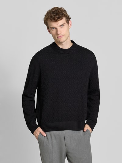 SELECTED HOMME Regular fit gebreide pullover van puur katoen, model 'PHILIP' Zwart - 4