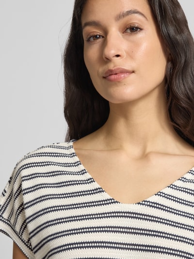 Tom Tailor T-shirt o kroju oversized z dzianiny z mieszanki bawełny Granatowy 3