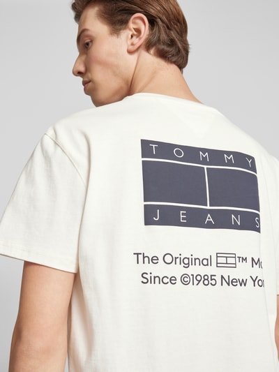 Tommy Jeans Regular fit T-shirt met labelprint Offwhite - 3