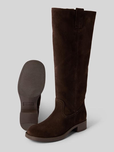 Produktfoto, Stiefel aus Leder Modell 'Zola' von Steve Madden, braun, abgerundete Spitze, 4 cm Absatz, 42 cm Schafthöhe, 21 cm Schaftweite, glatte Textur
