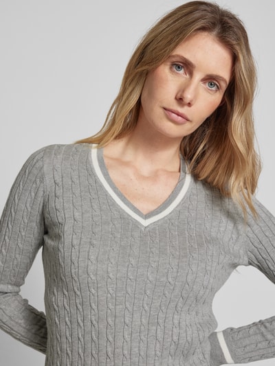 Christian Berg Woman Strickpullover mit gerippten Abschlüssen Silber Melange 3