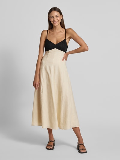 Forever New Abendkleid aus Leinen im Two-Tone-Look Beige 4