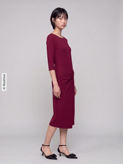 Tom Tailor Tailliertes Businesskleid aus Modal-Mix Bordeaux 1
