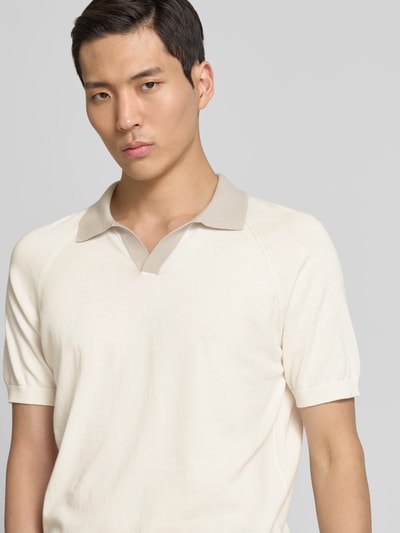 GRAN SASSO Regular fit poloshirt met V-hals Ecru - 3