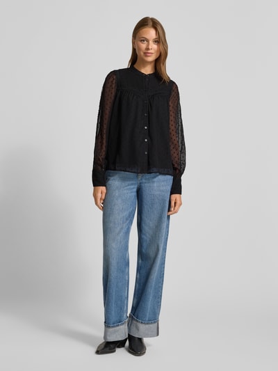 Vero Moda Regular fit chiffon blouse met dobbystructuur, model 'LEAH ANNIKA' Zwart - 1