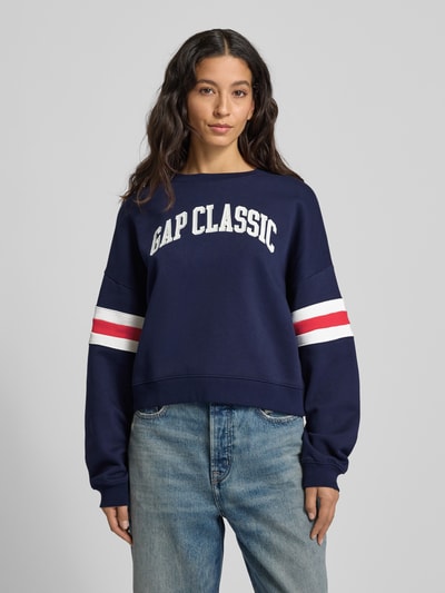 GAP Oversized sweatshirt met labelstitching Marineblauw - 4