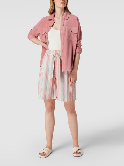 Christian Berg Woman Linnen short met streepmotief Offwhite - 1