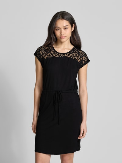 Only Getailleerde knielange jurk met kant, model 'SINDY LIFE' Zwart - 4