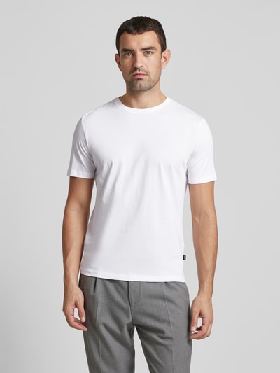 Lindbergh T-Shirt mit geripptem Rundhalsausschnitt Offwhite 4