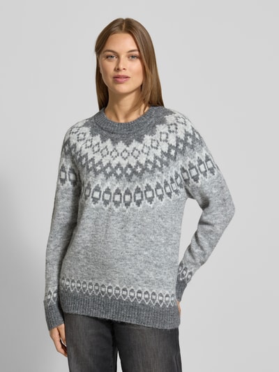 FREE/QUENT Gebreide pullover in Noorse look, model 'Novala' Antraciet - 4
