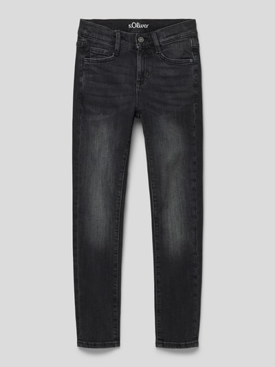 s.Oliver RED LABEL Slim Fit Jeans im Used-Look Schwarz 1