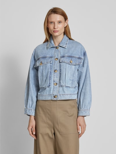 Vero Moda Cropped Jeansjacke aus reiner Baumwolle Modell 'SILKA' Jeansblau 4