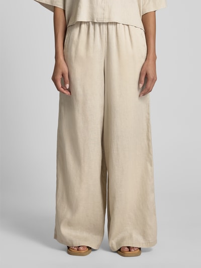 Drykorn Spodnie lniane o luźnym kroju z elastycznym pasem Piaskowy 4