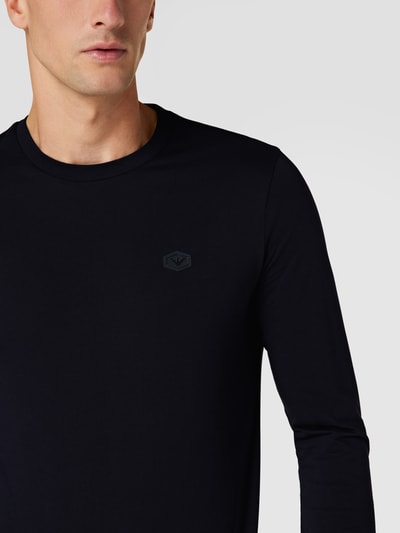 Emporio Armani Longsleeve aus Baumwolle mit Label-Applikation  Marine 3