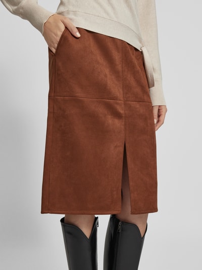 Betty Barclay Knielange rok met loopsplit Cognac - 3