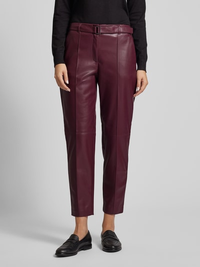 s.Oliver BLACK LABEL Relaxed fit cigarette pants met voering van zachte viscosemix en riem Prune - 4