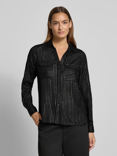 Vero Moda Bluzka koszulowa o kroju regular fit z mieszanki wiskozy model ‘BUMPY’ Czarny 4