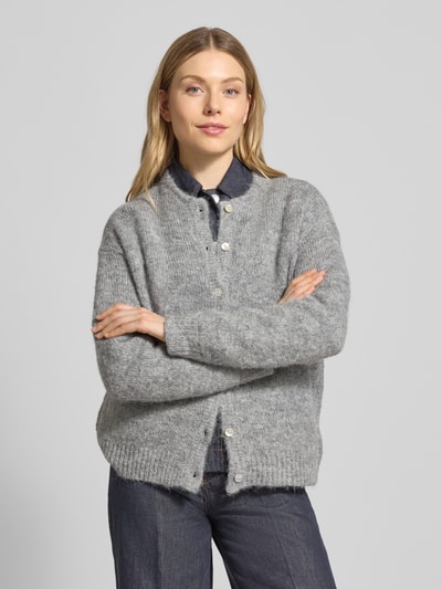 ICHI Relaxed fit gebreid jack met wol, model 'Bela' Lichtgrijs - 4