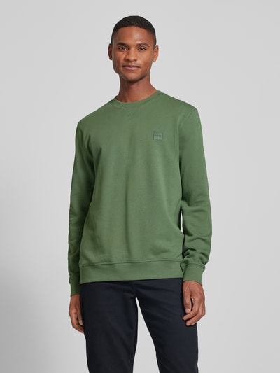 BOSS Orange Sweatshirt met labelpatch, model 'Westart' Groen - 4