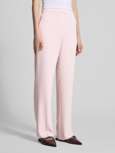 Review High waist stoffen broek met persplooien Rosé - 4