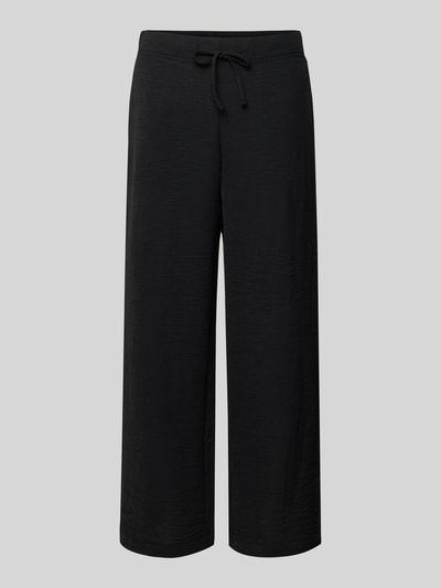Produktfoto, Culotte mit Kordelzug und Eingrifftaschen von Französische, schwarze Damen Culotte im Gerader-Schnitt mit Elastikbund und Kordelzug, französische Eingrifftaschen, Bundweite 38 cm, Innenbeinlänge 60 cm, strukturierte Textur