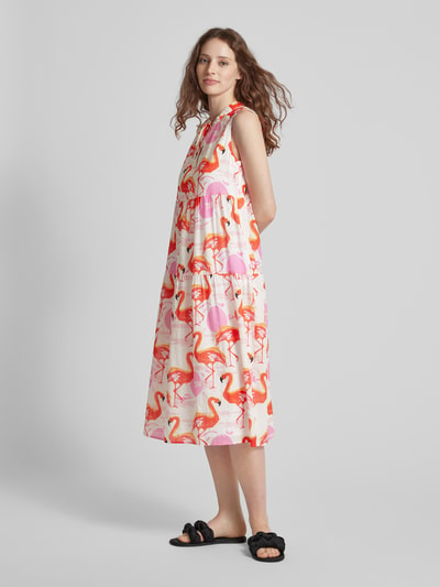 Marc Cain Midi-jurk met all-over motiefprint Felroze - 1