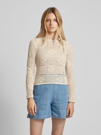 Mango Strickpullover mit Lochmuster Modell 'CEDAR' Beige 4