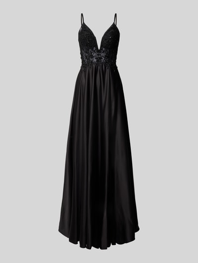 Luxuar Abendkleid mit Herz-Ausschnitt und Strasssteinbesatz Black 1