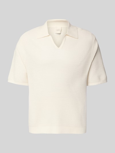 CK Calvin Klein Regular Fit Poloshirt mit V-Ausschnitt Offwhite 2