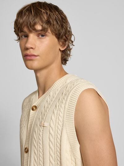 BLKVIS Mouwloos vest met kabelpatroon Offwhite - 3