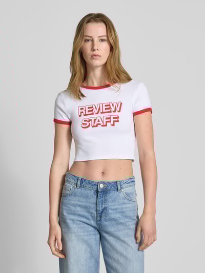 Review T-shirt krótki z nadrukiem z logo Biały 4