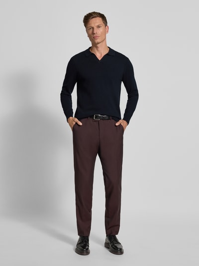 Profuomo Slim fit poloshirt met V-hals Marineblauw - 1