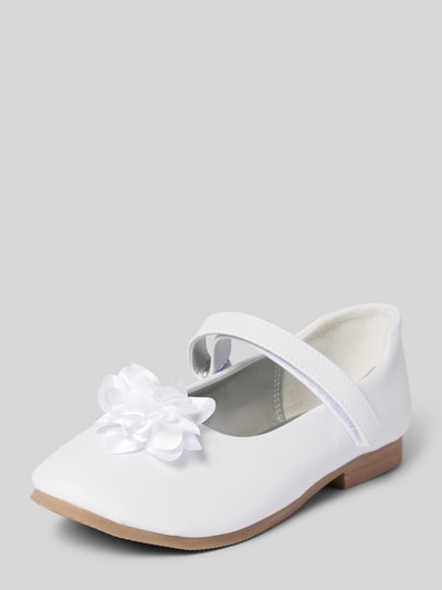 Happy Girls Ballerinas mit floraler Applikation und Klettverschluss Weiss 1