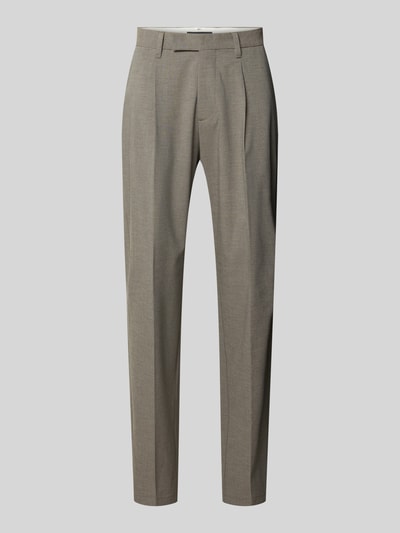 Produktfoto, Relaxed Fit Bundfaltenhose aus Woll-Mix mit Viskose-Anteil Modell 'BELSBO PLEATS' von Marc O'Polo, unifarbene Melange-Optik, Webware, Regular-Länge, Gürtelschlaufen, Bundfalte, Schiebehaken, seitliche und Gesäßtaschen.