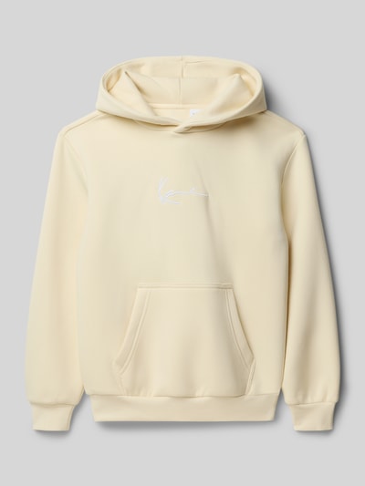 KARL KANI Bluza z kapturem o kroju regular fit z mieszanki bawełny z kieszenią kangurką Écru 1