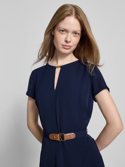 Lauren Ralph Lauren Knielanges Kleid mit Taillengürtel Dunkelblau 3