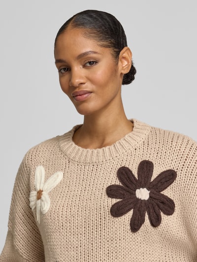 Apricot Strickpullover mit gerippten Abschlüssen Taupe 3