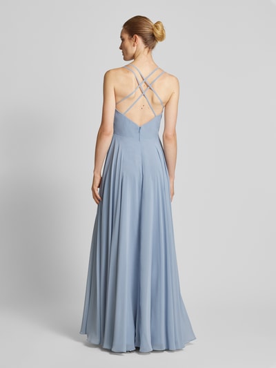 Luxuar Abendkleid mit Wasserfall-Ausschnitt Rauchblau 5