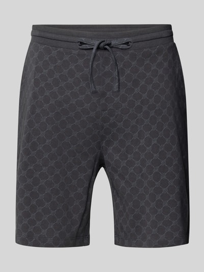 Produktfoto, szare szorty z bawełny o wzorze z logo, krój regular fit, elastyczny pas, Shorts aus Baumwolle mit Logo-Muster von JOOP! Collection, szerokość w rozmiarze M 42 cm, długość wewnętrzna nogawki 18 cm