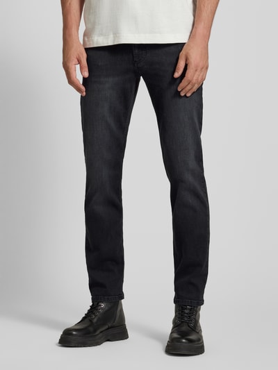 Christian Berg Men Straight fit jeans met contrastnaden van biologische katoenmix Antraciet - 4