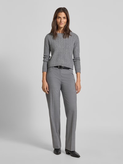 Max Mara Studio Slim Fit Strickpullover aus reiner Schurwolle Modell 'USSURI' Mittelgrau Melange 1