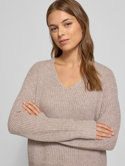Tom Tailor Regular fit gebreide pullover van katoenmix  Taupe - 3