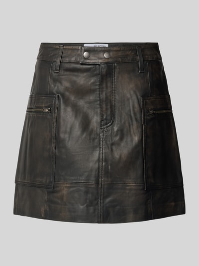 Selected Femme Leren rok met ritszakken, model 'NANA' Zwart - 2