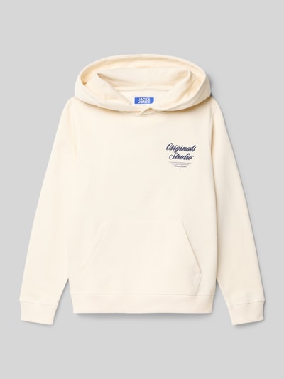 Jack & Jones Hoodie mit Label-Print und Känguru-Tasche Offwhite 1