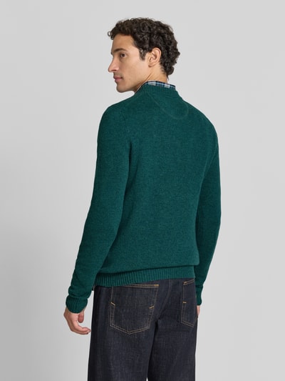 MCNEAL Slim Fit Strickpullover aus reiner Wolle mit Label-Stitching Neon Gruen Melange 5