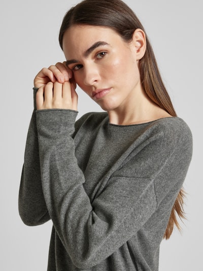 Brax Gebreide pullover met boothals, model 'LIZ' Middengrijs gemêleerd - 3