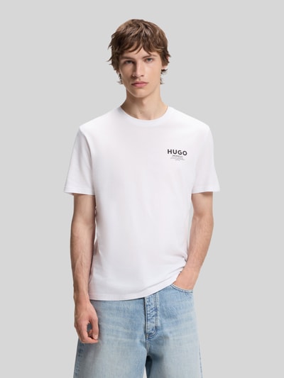HUGO Blue krój regular fit t-shirt z czystej bawełny model 'NESPTEE' Biały 4