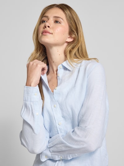 GANT Regular Fit Leinenhemdbluse mit Umlegekragen Hellblau 3